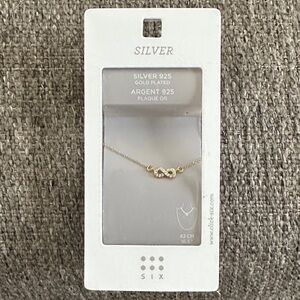 Elegant Silver 925 Gold-Plated Infinity Bling 16.5” Necklace